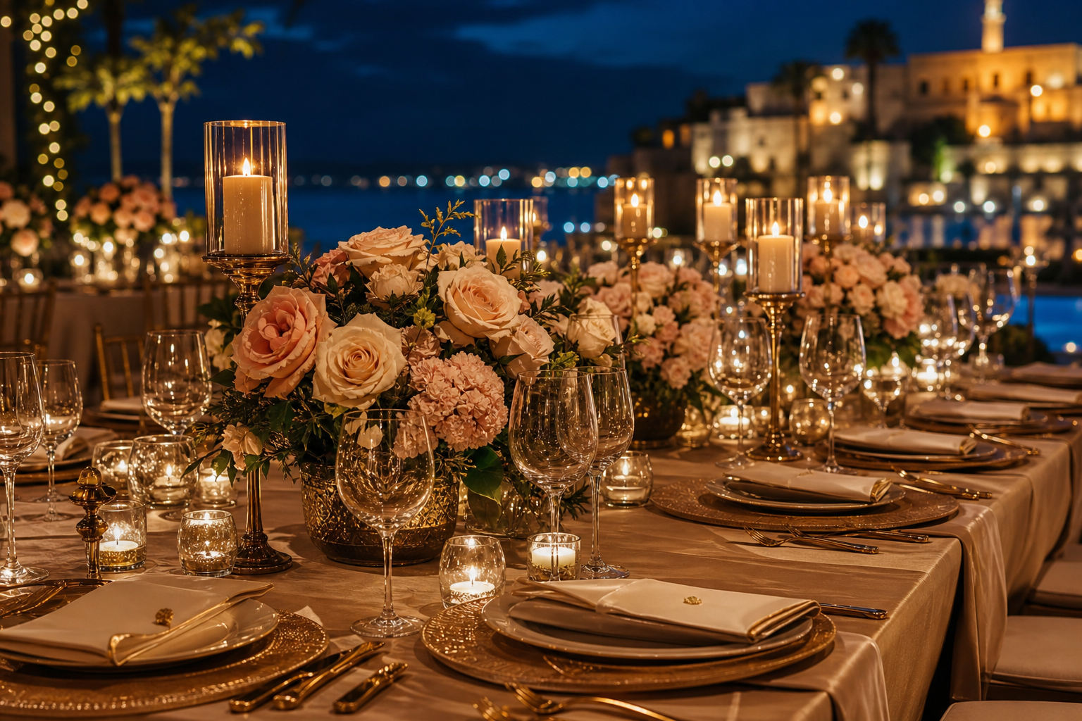 Elegant dinner table styling